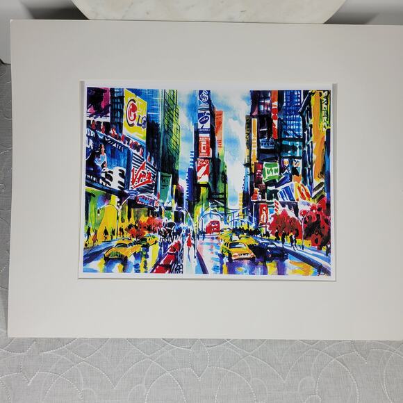 VTG Signed Jiu New York City Times Square Street Art Print Poster Wall Decor - Picture 8 of 15